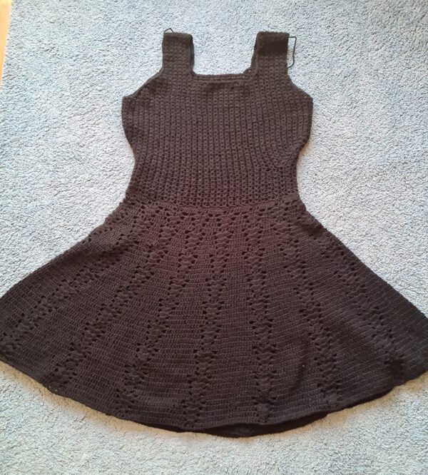 Little black dress made with crochet by Triggerfish Crochet