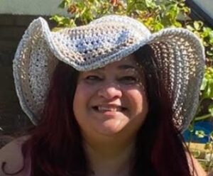 Kentucky Derby Crochet Hat, a Summer DIY hat made by Triggerfish Crochet. It is made with cotton yarn and is perfect for hot summer days.