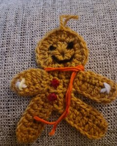 Ginger bread man Christmas tree bauble Christmas tree star by triggerfishcrochet.co.uk