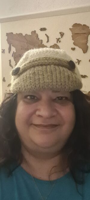 Brown and Cream Paper Boy Hat with Peak by Triggerfish Crochet