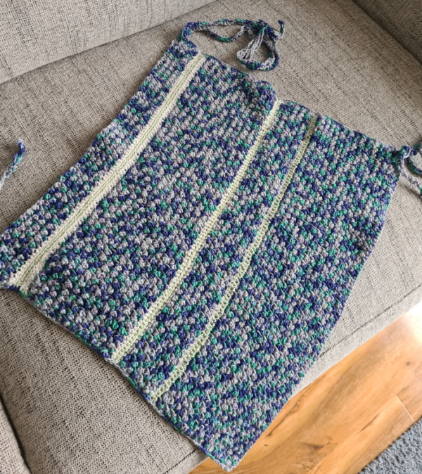 Blue green and white crochet bandana halter top